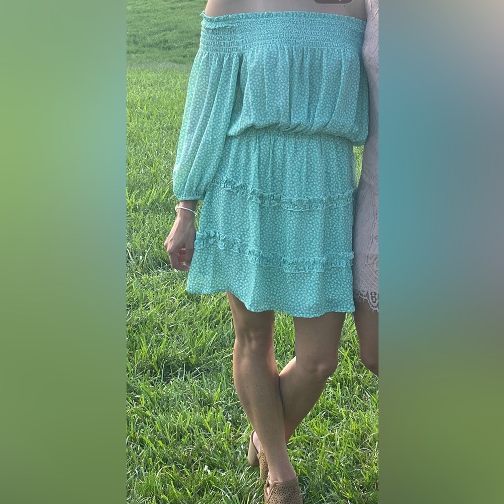Pink Lily Green Floral Smocked Dress
